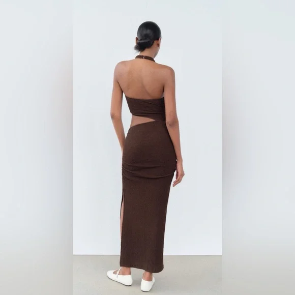 NWT ZARA TEXTURED CUT OUT DRESS - Picture 5 of 11